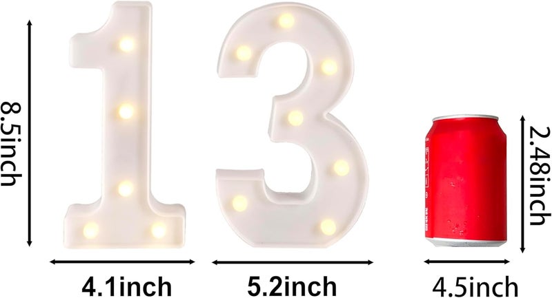 Funsky 13th Birthday Decorations for Girls Boys,13th Birthday Party Decorations for Centerpieces Table,Light Up Numbers 13 Sign for Party Backdrop Wall Decor for 13 Wedding Anniversary Decoration - Image 5